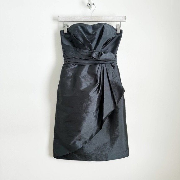 Monique Lhuillier Charcoal Gray Strapless Formal Taffeta Mini Dress sz 0 - Picture 1 of 6